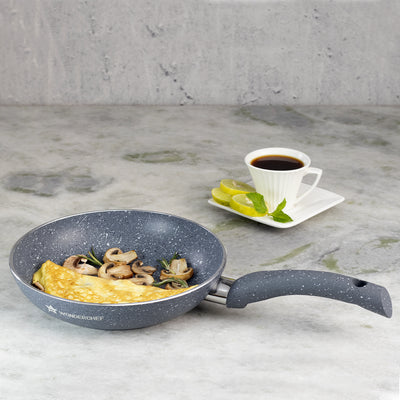 Wonderchef Granite Forged Non-Stick PFOA-Free Aluminum Fry Pan Skillet Tawa, Gray, side view
