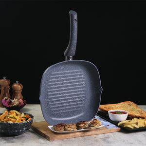 Wonderchef Granite Forged Non-Stick PFOA-Free Aluminum Grill Pan, Gray