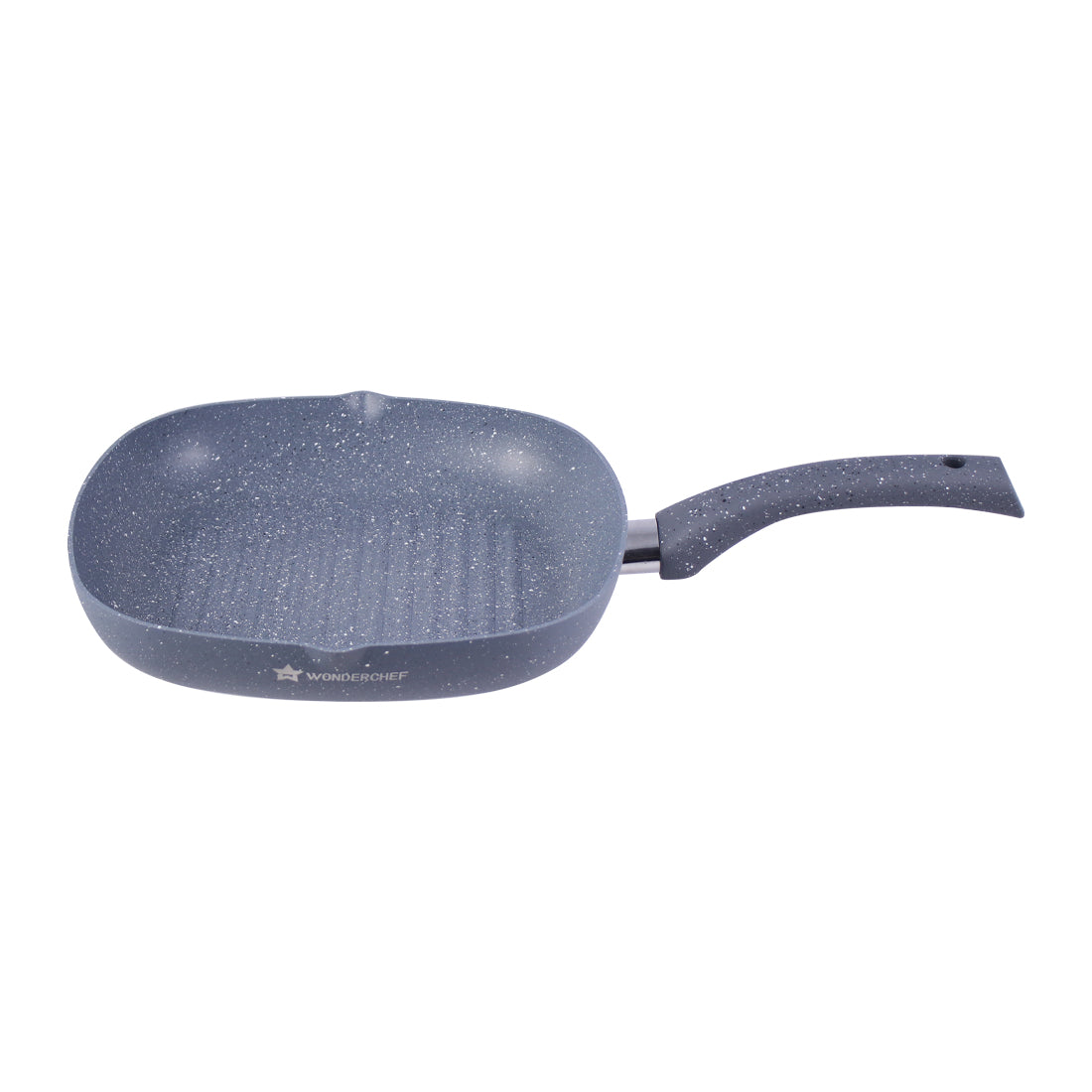 Wonderchef Granite Forged Non-Stick PFOA-Free Aluminum Grill Pan, Gray, side view