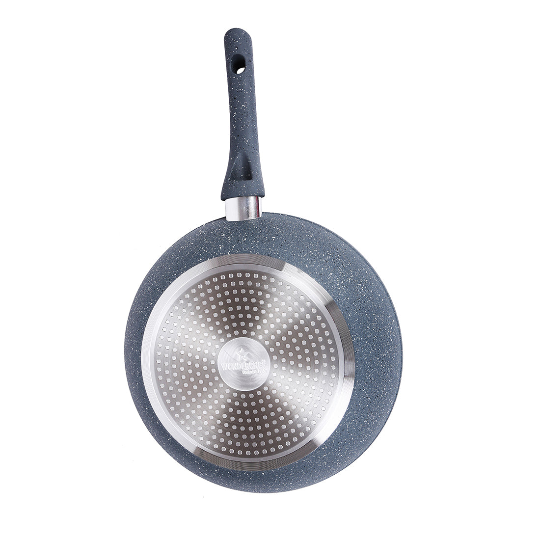 Wonderchef Granite Forged Non-Stick PFOA-Free Aluminum Stir Fry Wok with Lid, Gray, bottom view