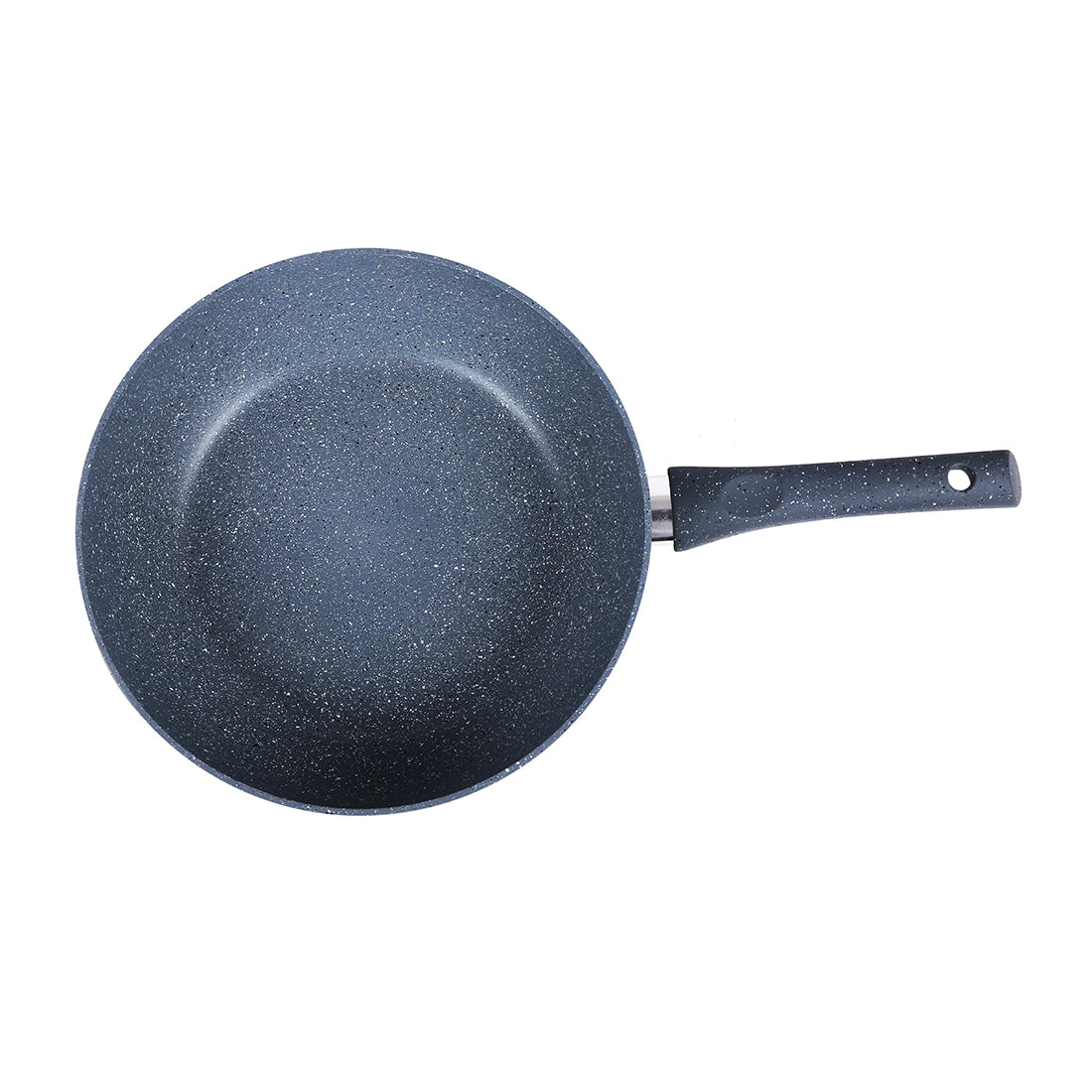 Wonderchef Granite Forged Non-Stick PFOA-Free Aluminum Stir Fry Wok with Lid, Gray, top view 2