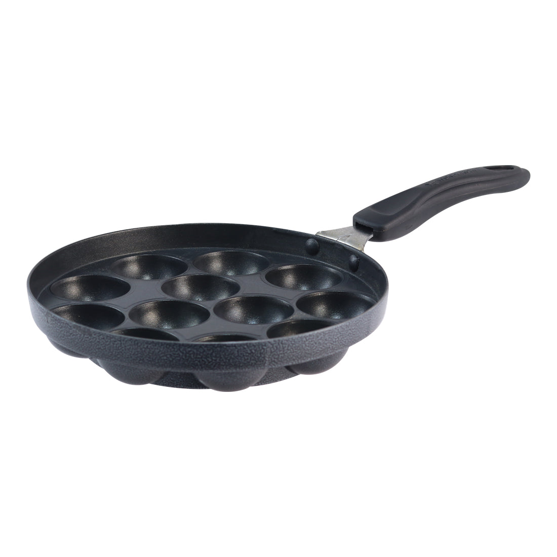 Wonderchef Die Cast Non-Stick Aluminum Appa Kara Kadai with One Handle, Gray, top and side view