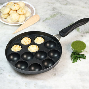 Wonderchef Die Cast Non-Stick Aluminum Appa Kara Kadai with One Handle, Gray, top view