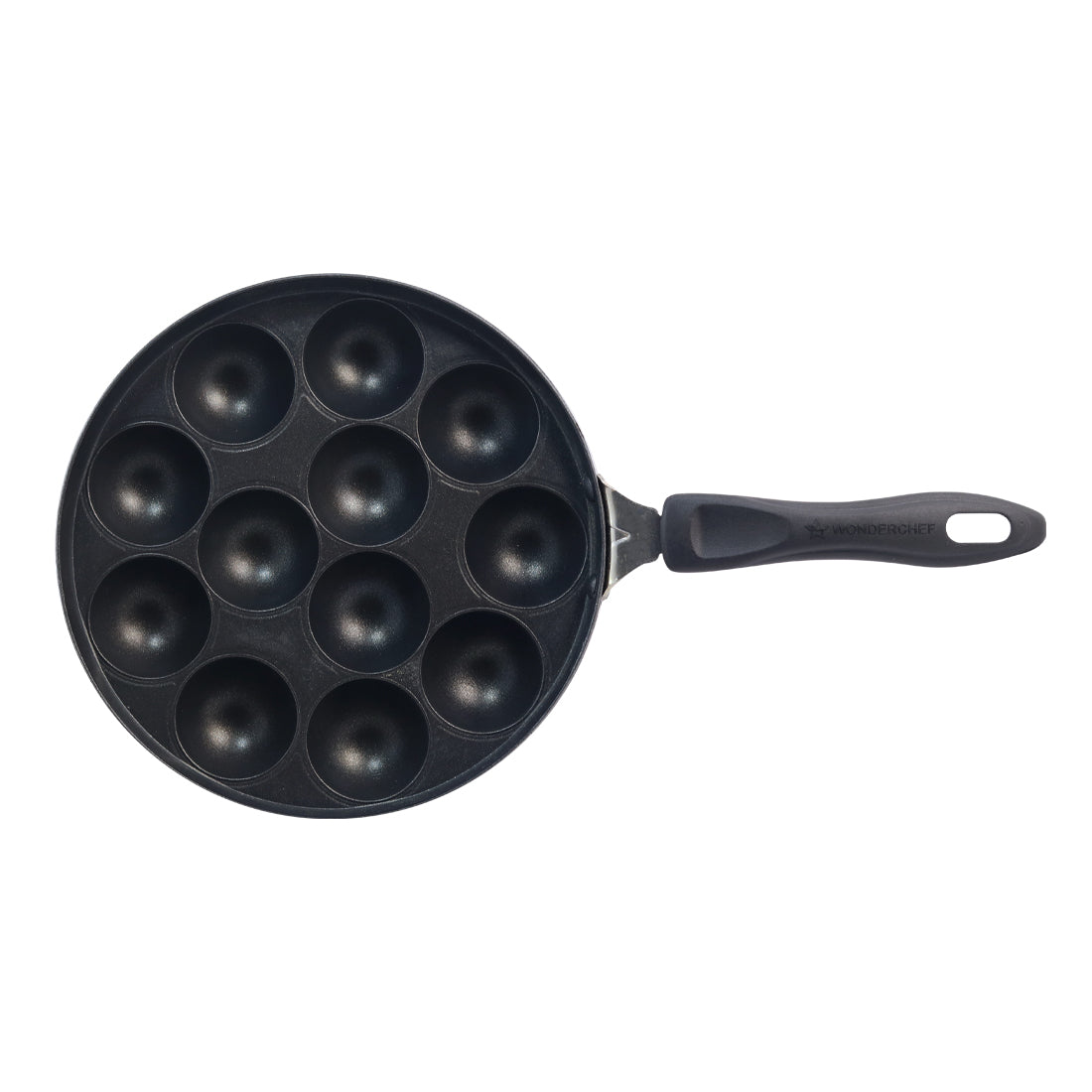 Wonderchef Die Cast Non-Stick Aluminum Appa Kara Kadai with One Handle, Gray, upper top view