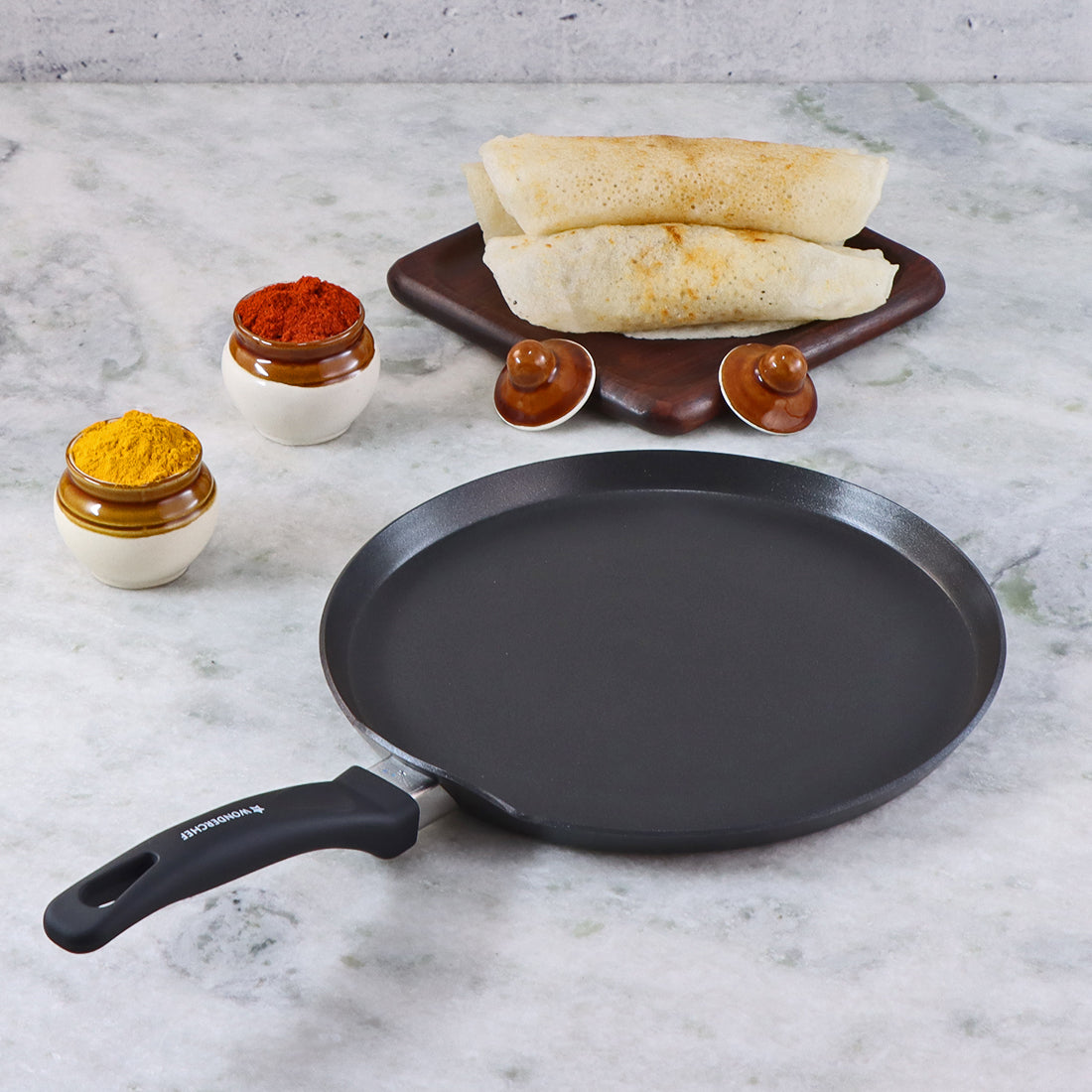 Wonderchef Premium Non-Stick PFOA-Free Aluminum Matte Finish Dosa Paratha Tawa, 28cm, alternate product view 2