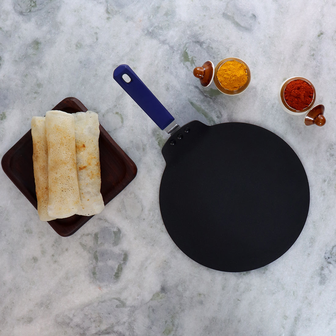 Wonderchef Reva Non-Stick Roti Naan Dosa Tawa Griddle Pan with Handle, PFOA-Free Aluminum 28cm, alternate product view 3