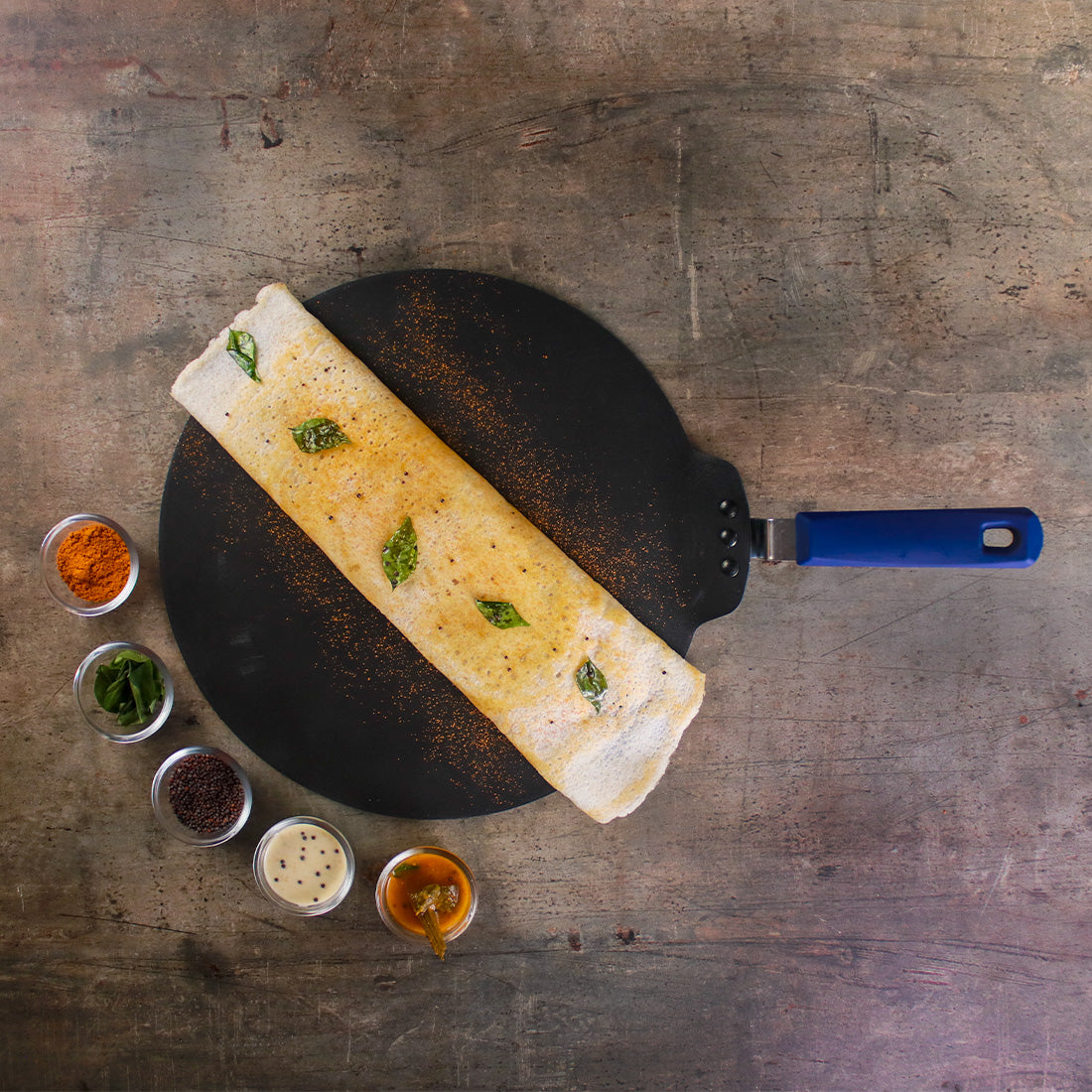 Wonderchef Reva Non-Stick Roti Naan Dosa Tawa Griddle Pan with Handle, PFOA-Free Aluminum 28cm, alternate product view 4