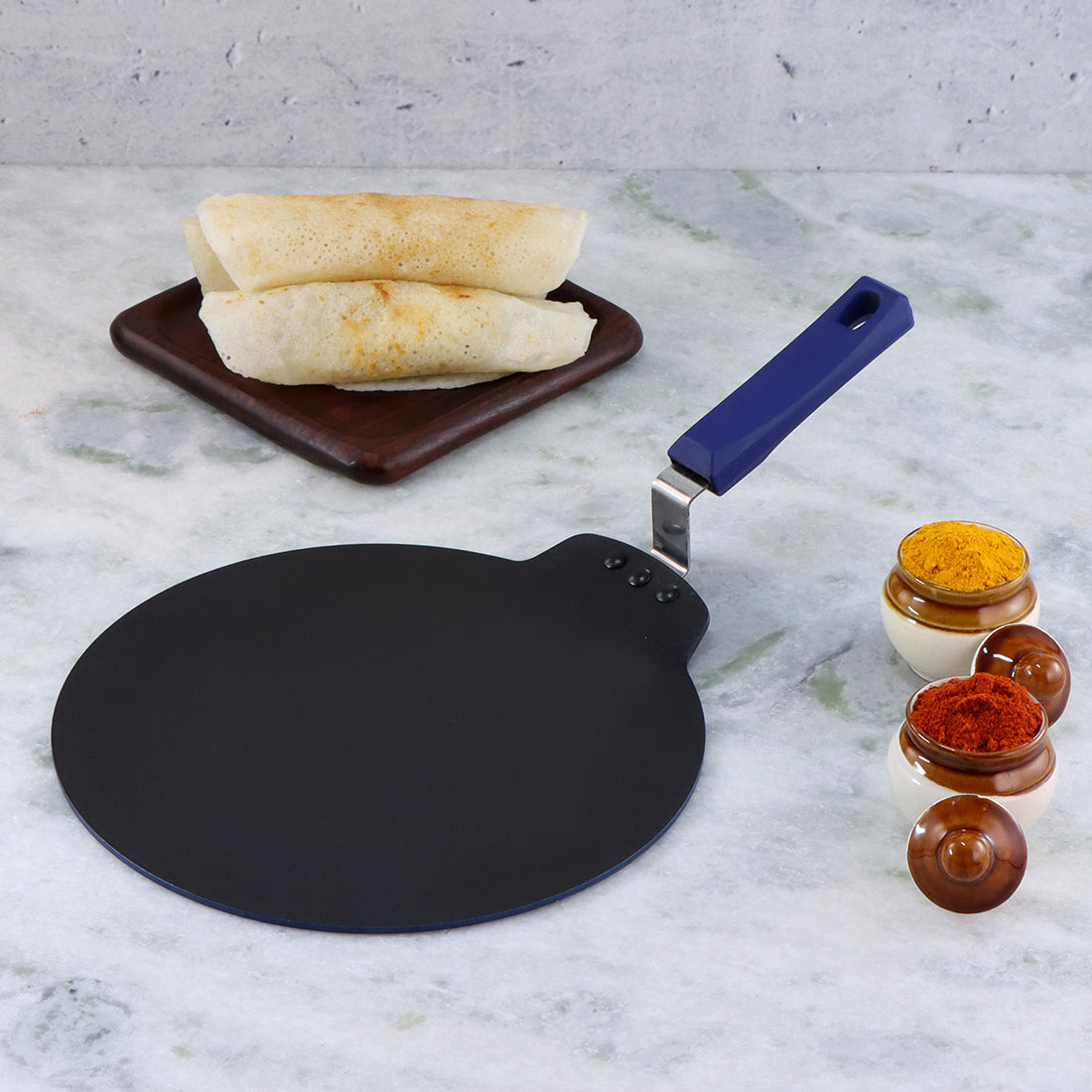 Wonderchef Reva Non-Stick Roti Naan Dosa Tawa Griddle Pan with Handle, PFOA-Free Aluminum 28cm
