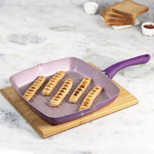 Wonderchef Royal Velvet Non-Stick PFOA-Free Aluminum Grill Pan, 20cm, Violet, lifestyle view