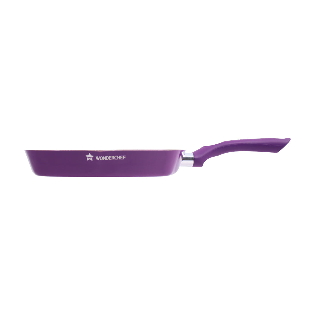 Wonderchef Royal Velvet Non-Stick PFOA-Free Aluminum Grill Pan, 20cm, Violet, side view
