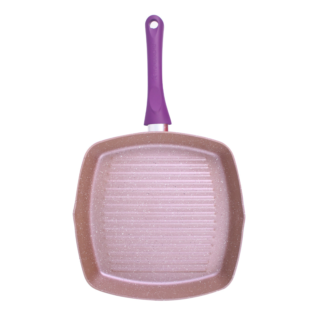 Wonderchef Royal Velvet Non-Stick PFOA-Free Aluminum Grill Pan, 20cm, Violet, top view