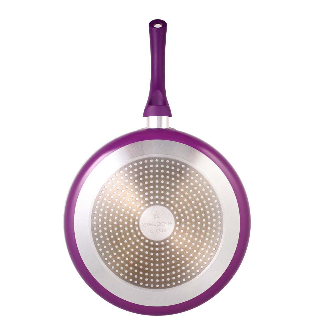 Wonderchef Royal Velvet Non-Stick PFOA-Free Aluminum Dosa Tawa Crepe Pan, 28cm, Violet, bottom view