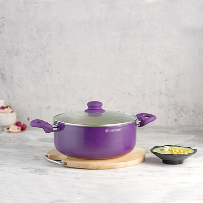 Wonderchef Royal Velvet Non-Stick PFOA-Free Aluminum Casserole with Lid, Violet, alternate product view 2