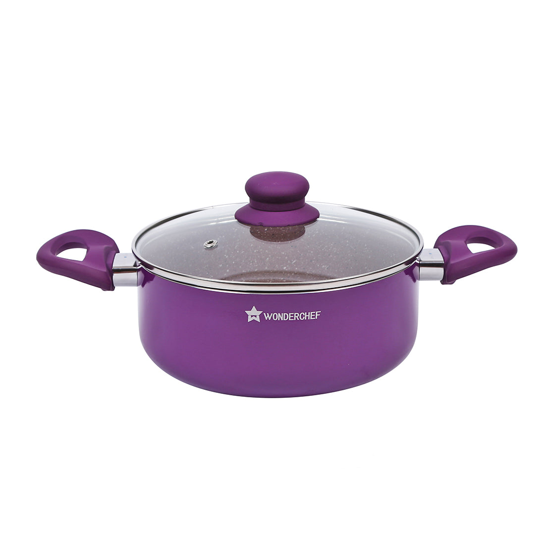 Wonderchef Royal Velvet Non-Stick PFOA-Free Aluminum Casserole with Lid, Violet, alternate product view 4