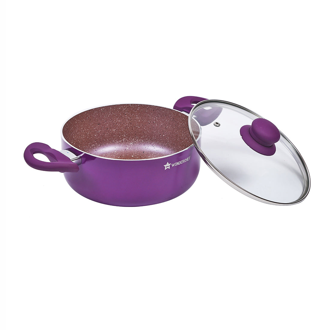 Wonderchef Royal Velvet Non-Stick PFOA-Free Aluminum Casserole with Lid, Violet, alternate product view 6