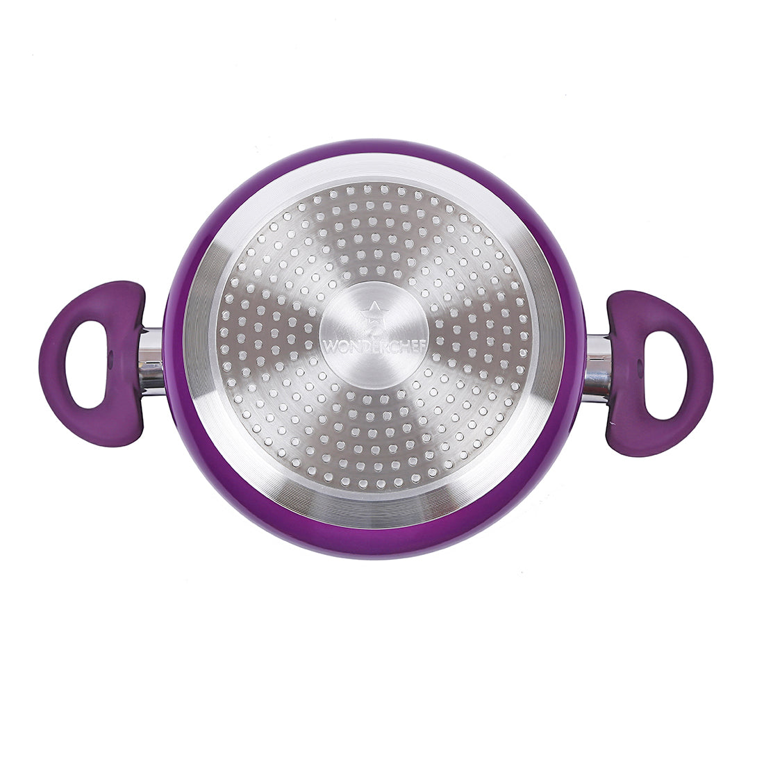 Wonderchef Royal Velvet Non-Stick PFOA-Free Aluminum Casserole with Lid, Violet, top view