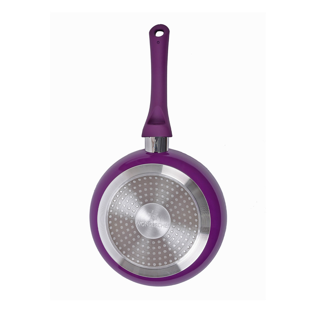 Wonderchef Royal Velvet Non-Stick PFOA-Free Aluminum Fry Pan Skillet Tawa, Violet, bottom view