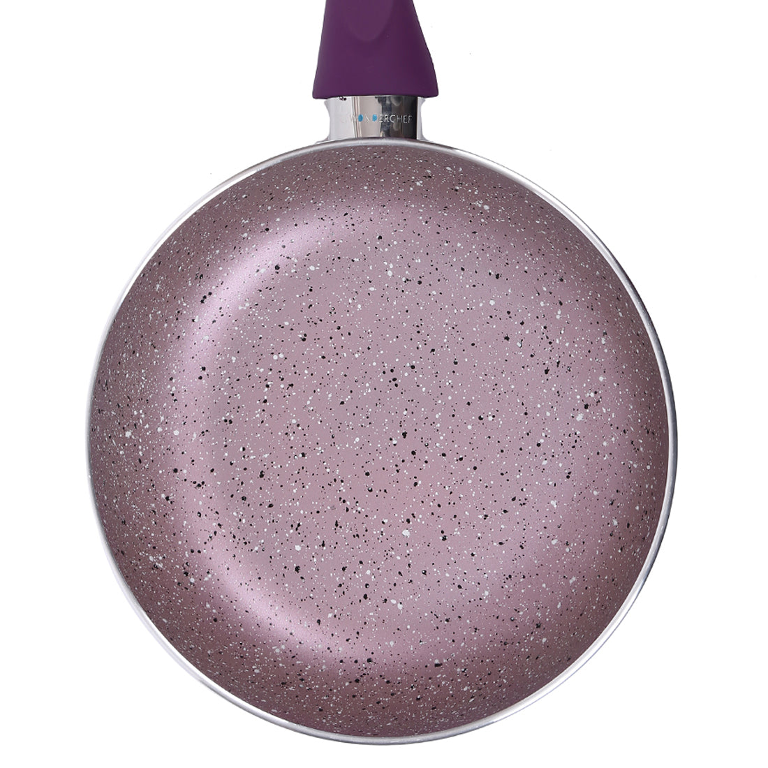 Wonderchef Royal Velvet Non-Stick PFOA-Free Aluminum Fry Pan Skillet Tawa, Violet, top close-up