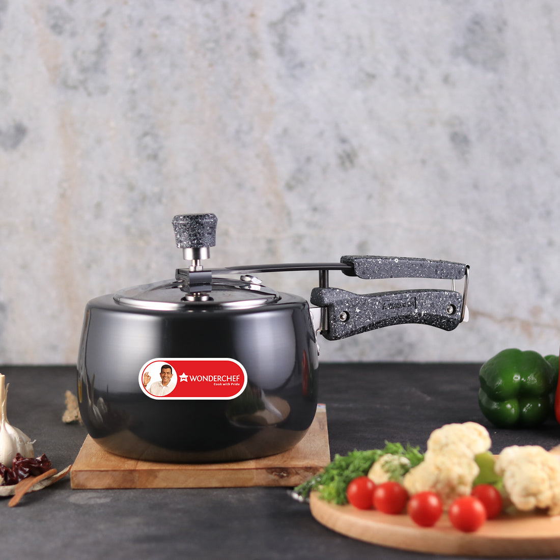Wonderchef Taurus Hard Anodized Aluminum Inner Lid Pressure Cooker