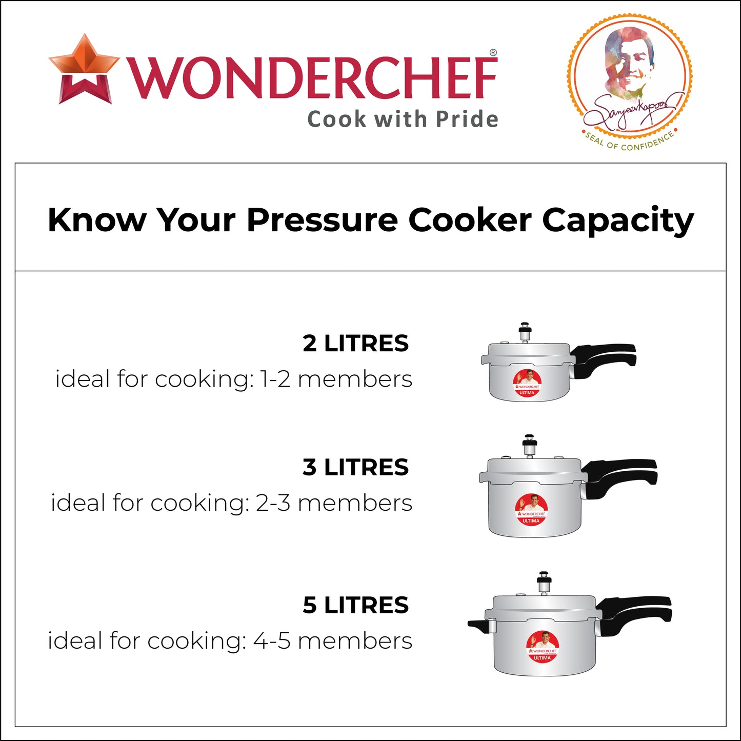 Wonderchef Ultima Outer Lid Aluminum Pressure Cooker, Silver, use directions