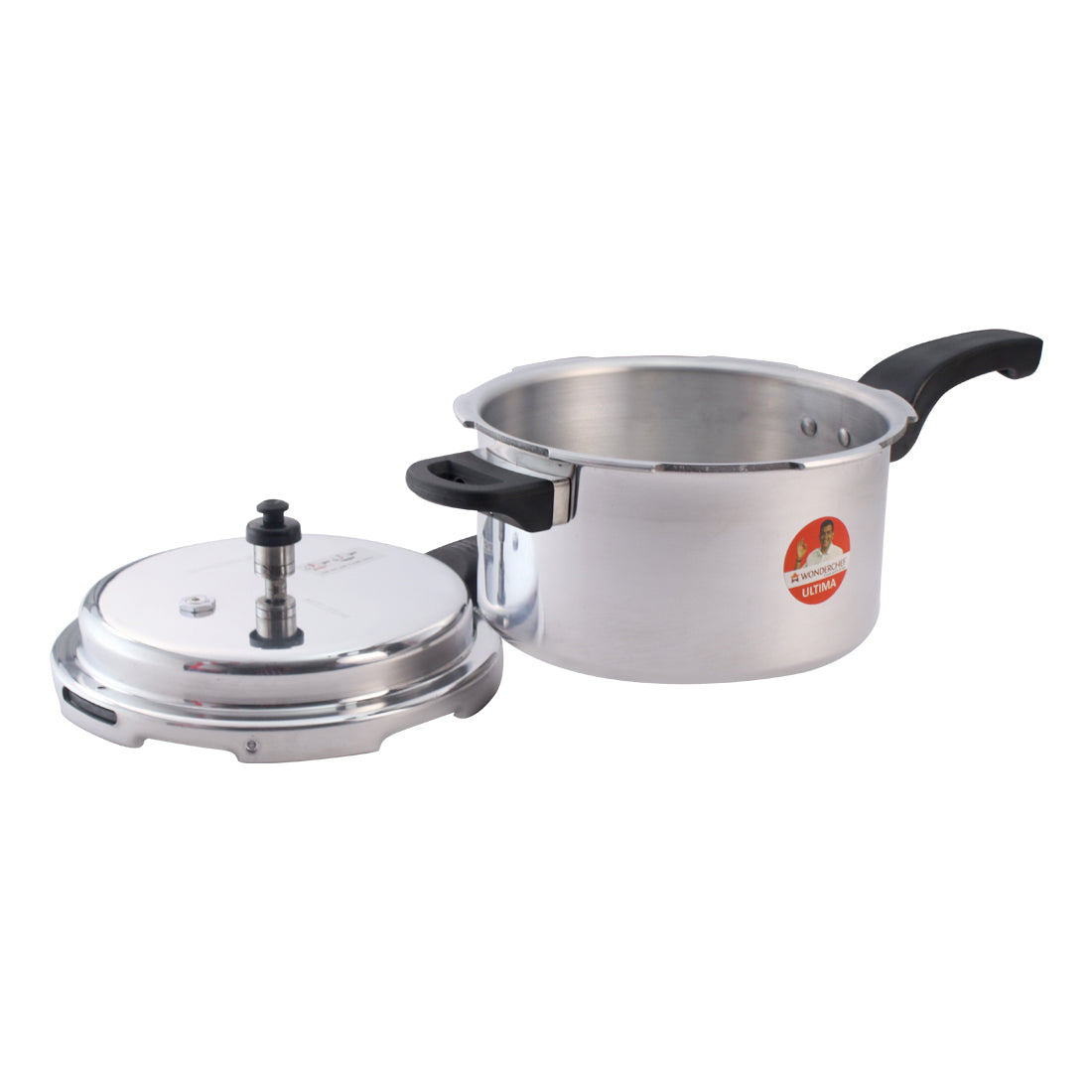 Wonderchef Ultima Outer Lid Aluminum Pressure Cooker, Silver, side view 2