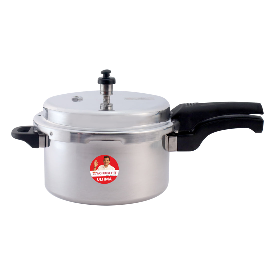 Wonderchef Ultima Outer Lid Aluminum Pressure Cooker, Silver, side view 3