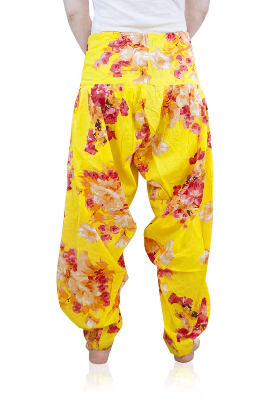 Indian Clothing Women's Full Length Patiala Dancer Pants Yellow Floral Print, with Scarf åäÌÝÌÕ Back