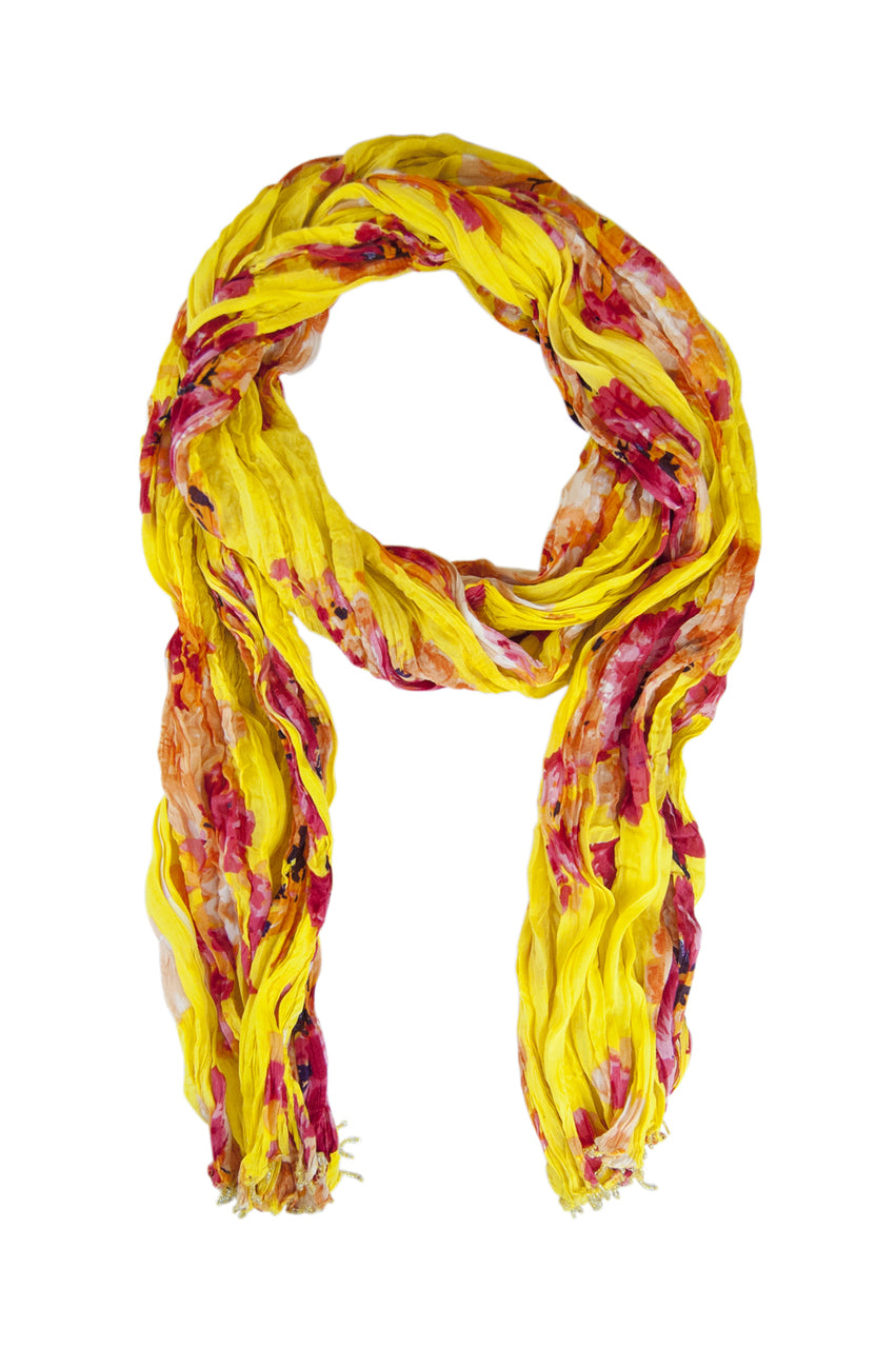 Indian Clothing Women's Full Length Patiala Dancer Pants Yellow Floral Print, with Scarf åäÌÝÌÕ Scarf